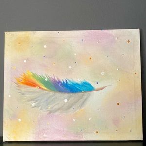 Split-color feather wall-art